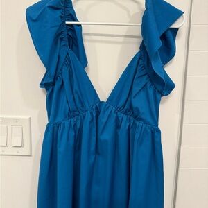 Le Lis Collection Blue Ruffle Sleeve Mini Dress Size S
